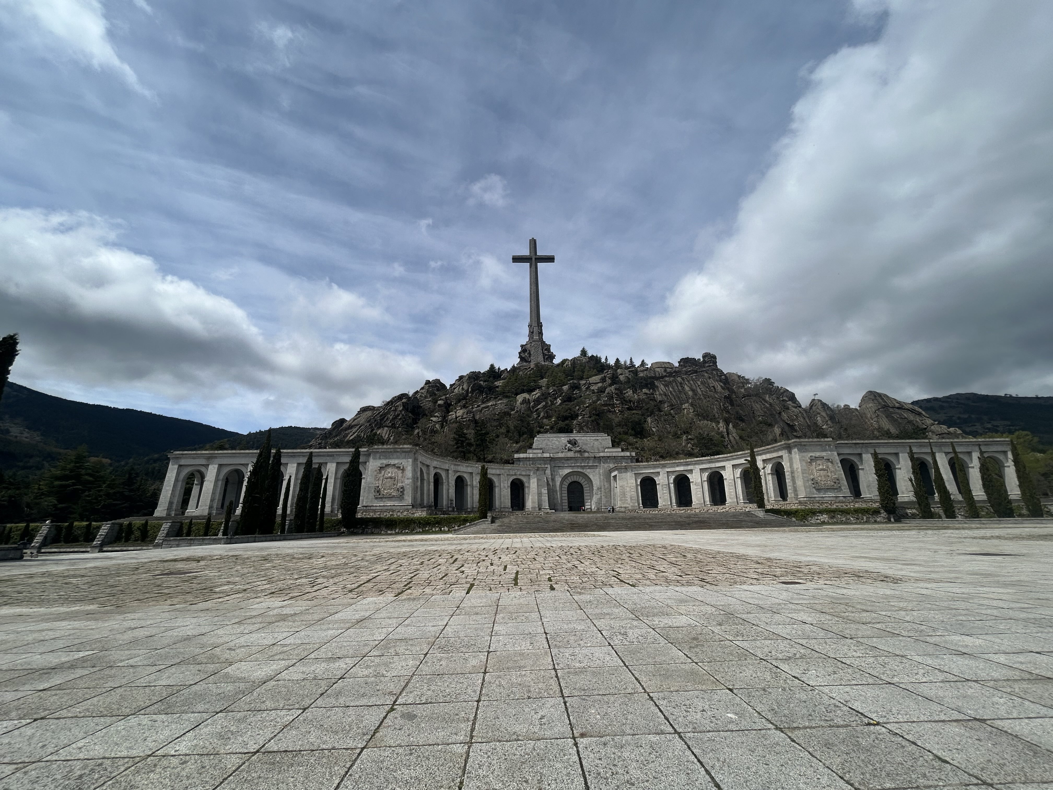 the cathedral in the rocks with a dramatic sky above