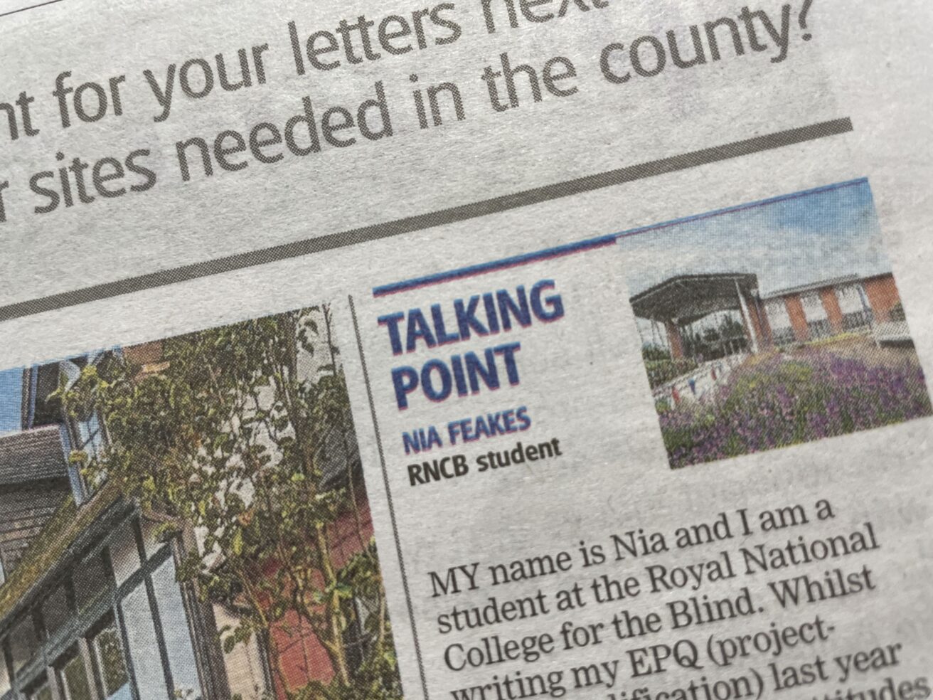 Nia's article which was published in the Hereford Times in March 2026