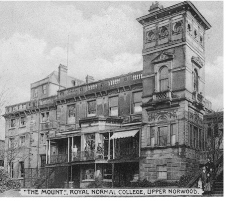 The postcard showing the building The Mount, Royal Normal College, Upper Norwood