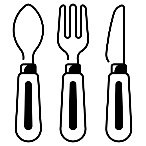 a graphic of a spoon, fork and knife