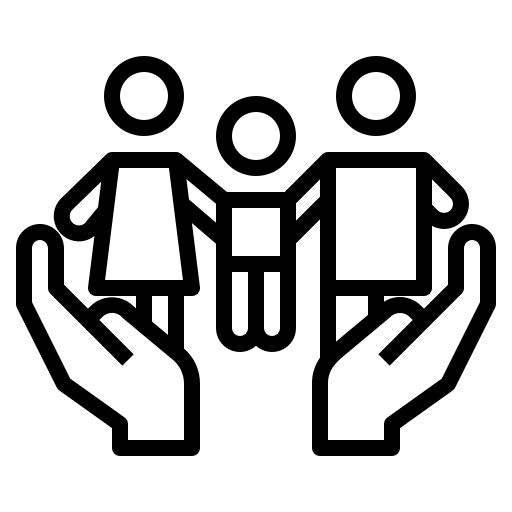 A graphic of a family unit being cupped by giant hands