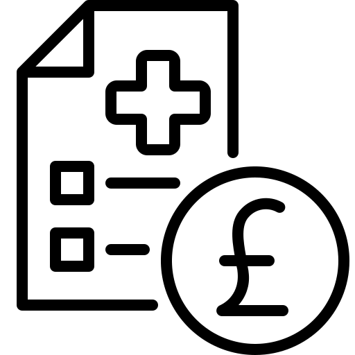 A graphic of a medical bill with a circle with a pound sign in it